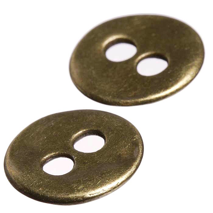 Knoflík starozlatý, 13x1,3 mm (10 ks)