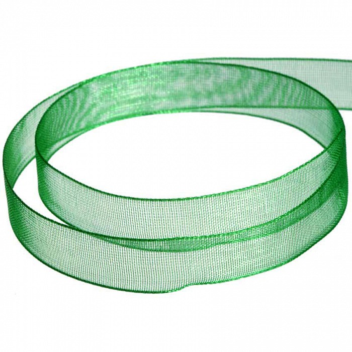 Organzová stuha zelená, 10 mm, 5 m