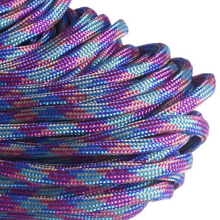 Parakord, outdoorová šňůra růžovomodrá, 4mm, 1m