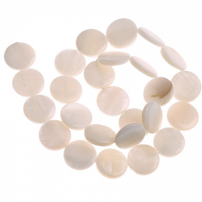 Perleťová placička bílá, 17 mm (22 ks)