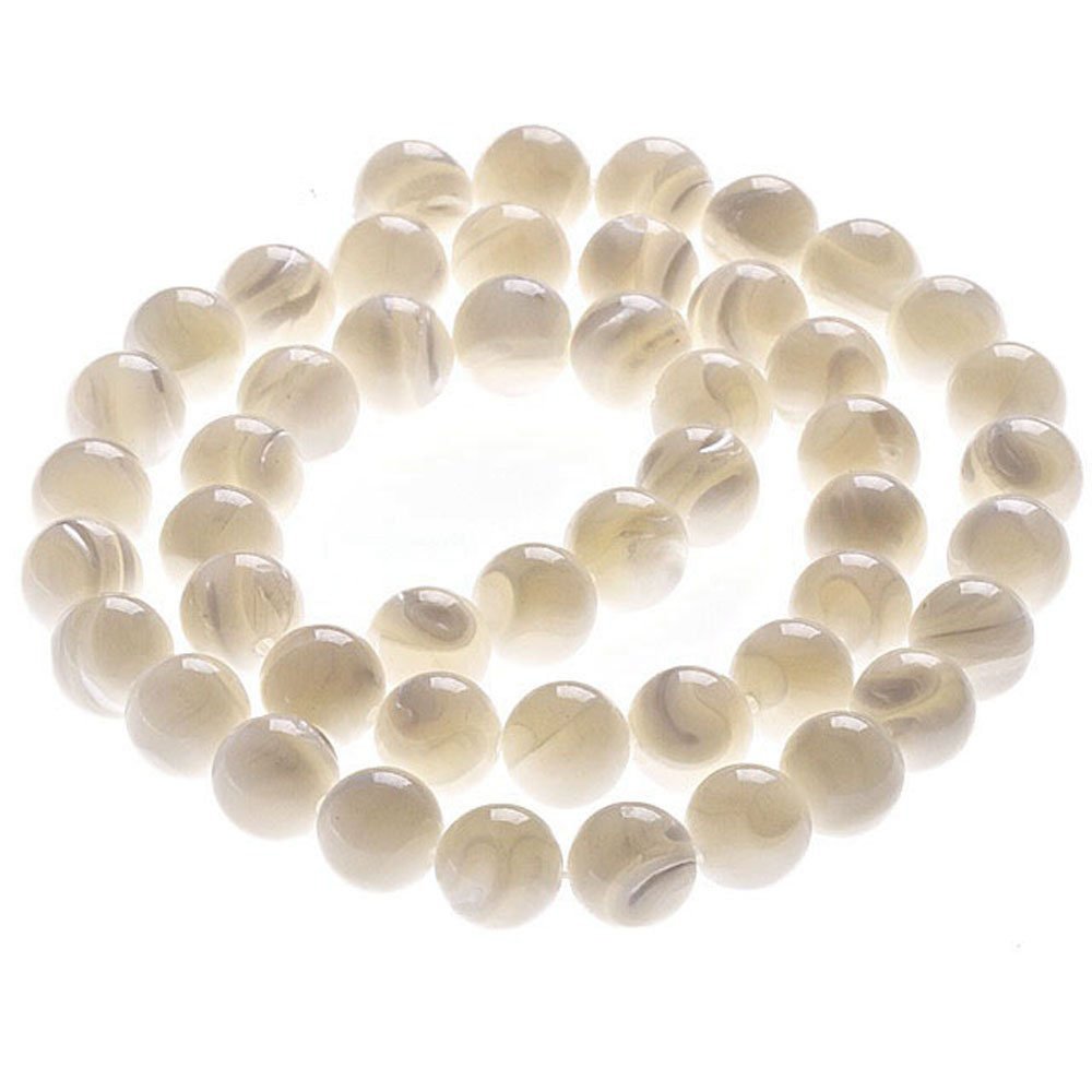 Kulička perleťová bílá, 6 mm, 4 ks