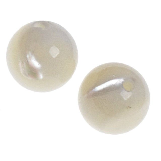 Kuličky perleťové bílé, 8 mm (2 ks)
