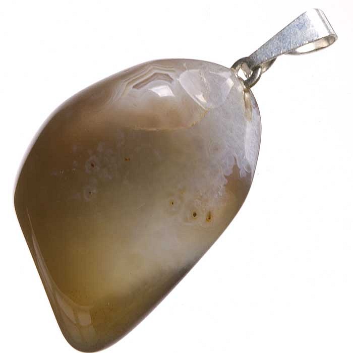 Achát pruhovaný tromlovaný, přívěsek.