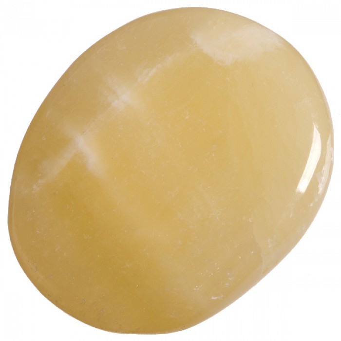 Kalcit žlutý,  tromlovaná placička 41 mm