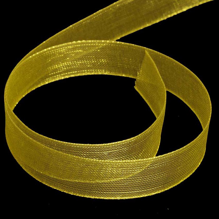 Organzová stuha žlutá, 10 mm, 45 m