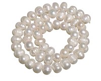 Říční perly bílé, 6x7-8 mm (52 ks)