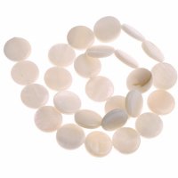 Perleťová placička bílá, 10 mm (37 ks)